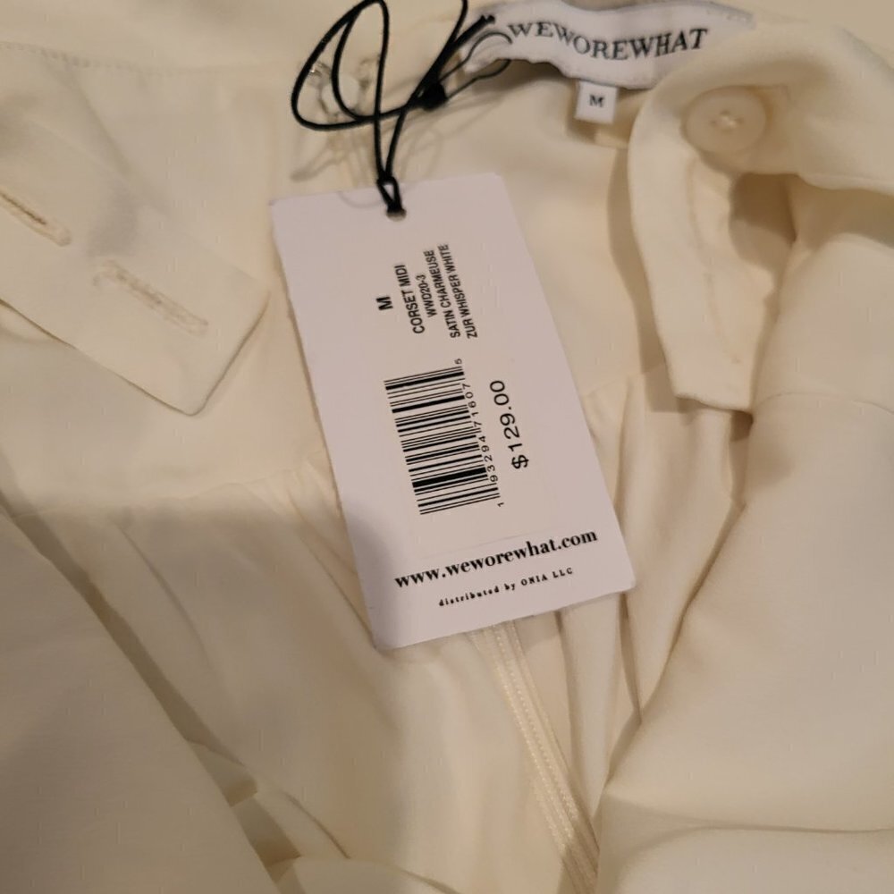WeWoreWhat Corset Satin Charmeuse Midi Dress in Whisper White NWT Size Medium - Picture 11 of 11